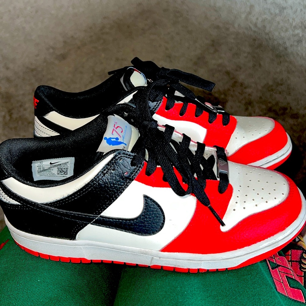 75th Anniversary Nike Dunks: Red-Orange Black & White